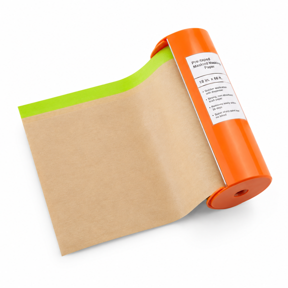 1 Dsp. 1 Refill: 18"x66' Pre-taped Masking Paper for Painting and Surface Protection