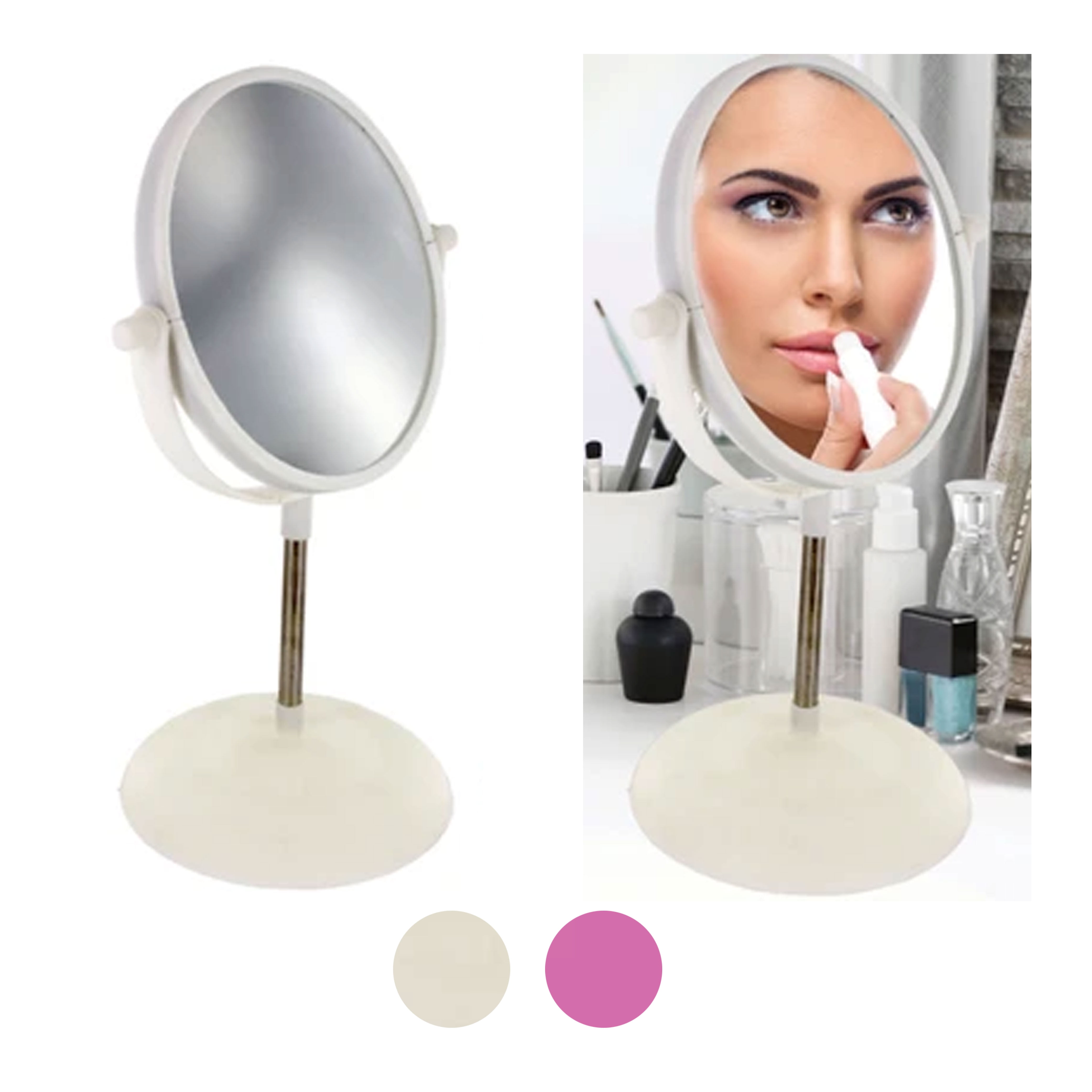1 Dual Sided Vanity Makeup Mirror Tabletop 5X Magnifying Swivel Round