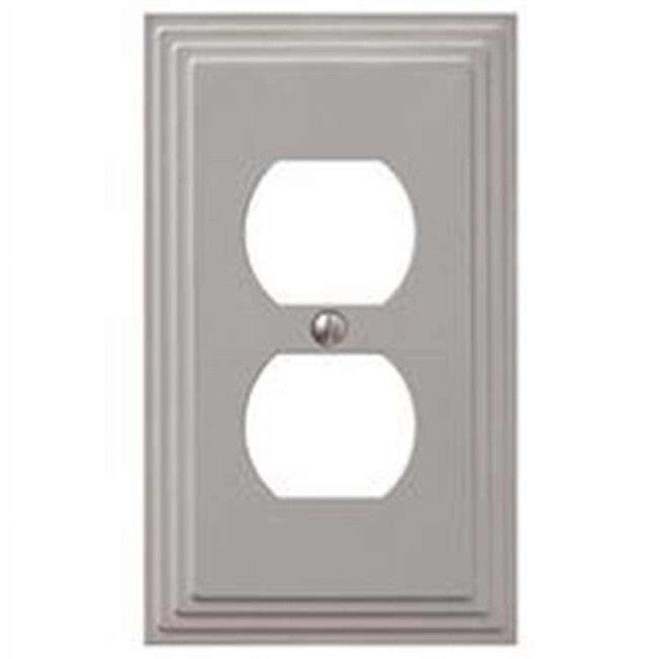 1Duplex Outlet Satin Nickel Wall Plate, Silver