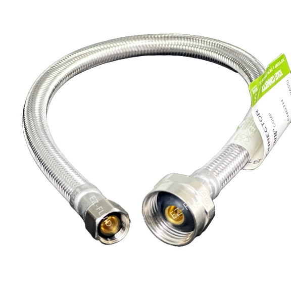 (1) EZ-Fluid 20-Inch Metal Nut Toilet Water Supply Connector,3/8" Compression x 7/8" Female Brass Ballcock BC,Toilet Water Supply Connector Line Braided Stainless Steel Toilet Supply Line
