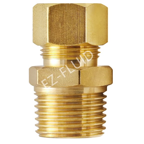 (1) EZ-Fluid 5/8" Comp. x 1/2" MIP Male Adapter Reducing Union Coupling Fittings Connector,Compression x NPT,LF Brass Compression Tube Fitting Safe for Drinking water Plumbing