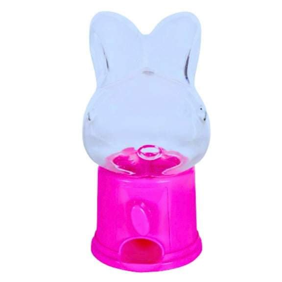 (1) Easter Bunny Candy Dispenser with Pink Base, 5.8in. Plastic Transparent Bunny-Shaped Gumball Machine DIY Spring Party Treats Container Basket Filler Gift Decor