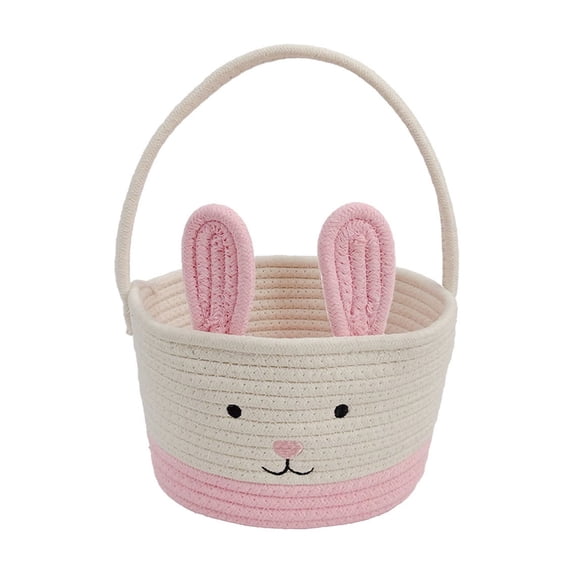 1 Easter Cotton Rope Storage Basket with Handles Convenient Bunny Storage Basket Desktop Storage Basket