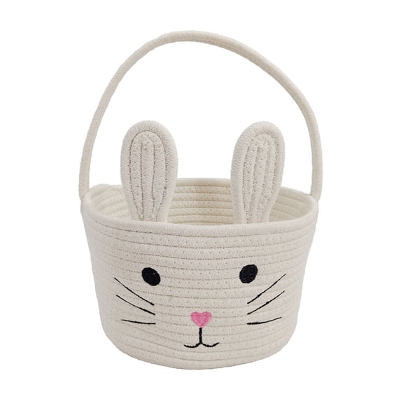 1 Easter Cotton Rope Storage Basket with Handles Convenient Bunny Storage Basket Desktop Storage Basket
