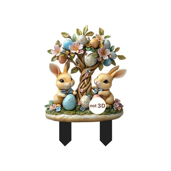 1 Easter Eggs Acrylic Outdoor Floor Decoration, Waterproof Patio Yard Stake With Ground Plug, Holiday Lawn Ornament For Garden And Porch, 11.81X9.45X0.39 In 0.33 Lb