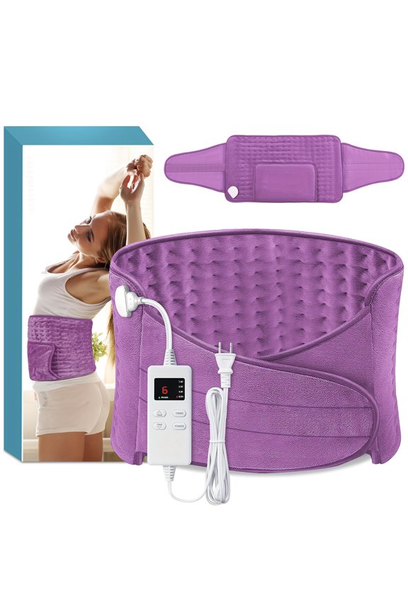 1 Electric Belt Suitable for Men & Women - 6 Levels, 4 Timers, 6 Auto Shutoff, Adjustable Waist Belt with Hook-and-Loop Closure, 20” Pad for,, & Use