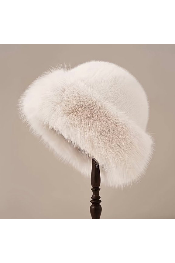 1 Elegant Women's Imitation Fox Fur Winter Hat-Thick And Warm Non Elastic Ear Cushions, Soft Pink Hand Washable Cold Weather Accessory, Perfect Holiday Gift, Women's Winter Hat, Warm And Fashionable,