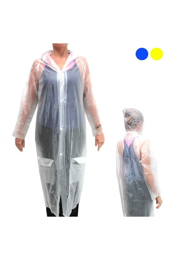 1 Emergency Rain Coat Poncho Reusable Plastic Hooded Outdoor One Size Fit Most