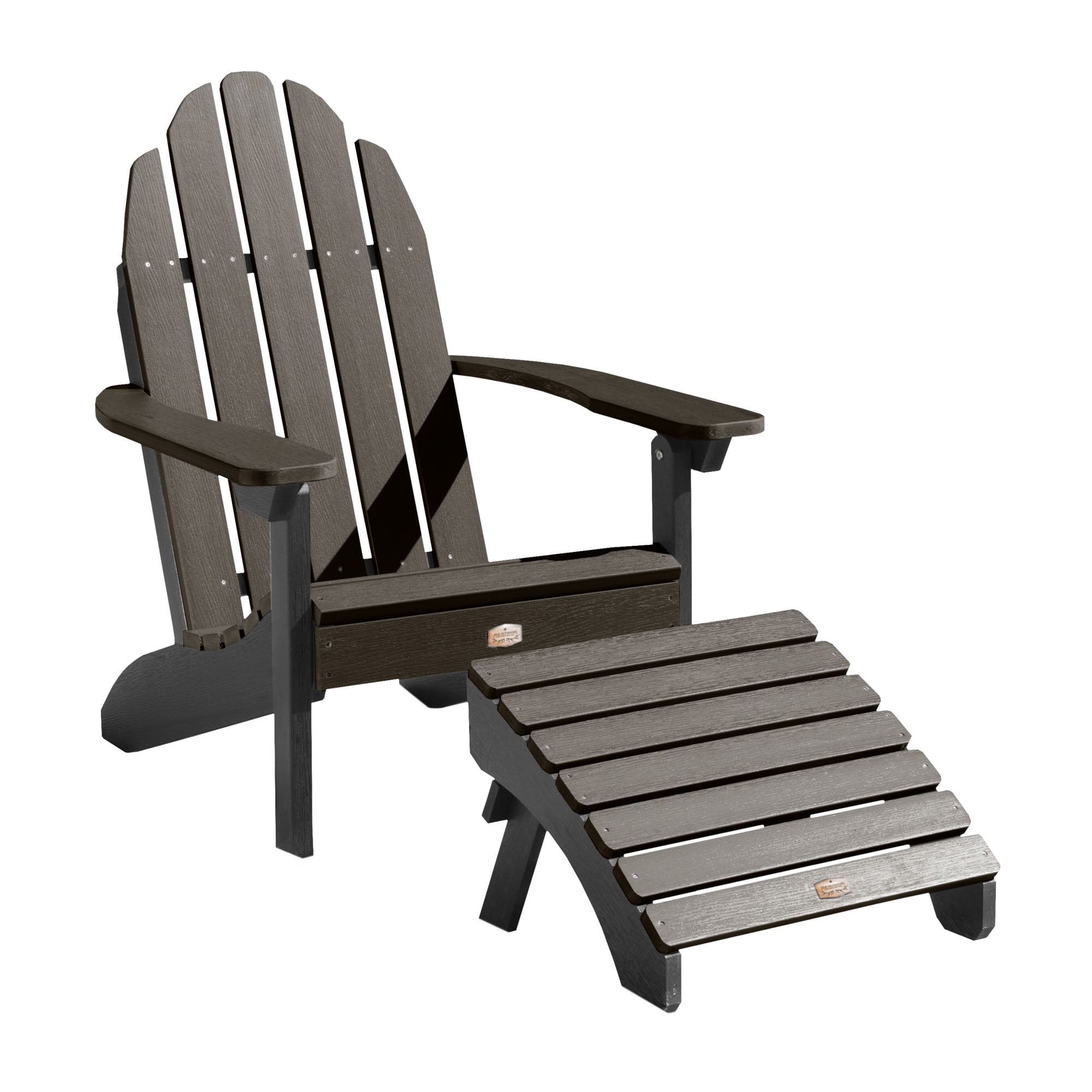 Canyon Brown Recycled Plastic Adirondack Chair with Ottoman
