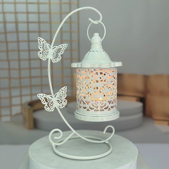 1 European Style Iron Hollow Butterfly Candle Stand, Handmade Decoration for Eid Al Adha, Valentine's Day Decoration, Wedding Anniversary Decoration, Desktop Decoration, Home Decoration