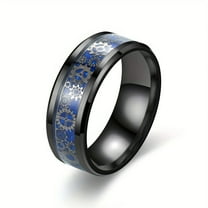 1 Exquisite Fashion Business Stainless Steel Ring, Personalized Punk Design Men's Fashion Ring, ewelry,Black Blue-10