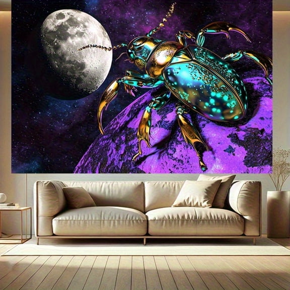 1 Exquisite "Space Beetle" Tapestry Featuring a vibrant galaxy pattern, crafted from polyester fiber, easy to hang, and suitable for dorm rooms, bedrooms, parties, and outdoor decoration.