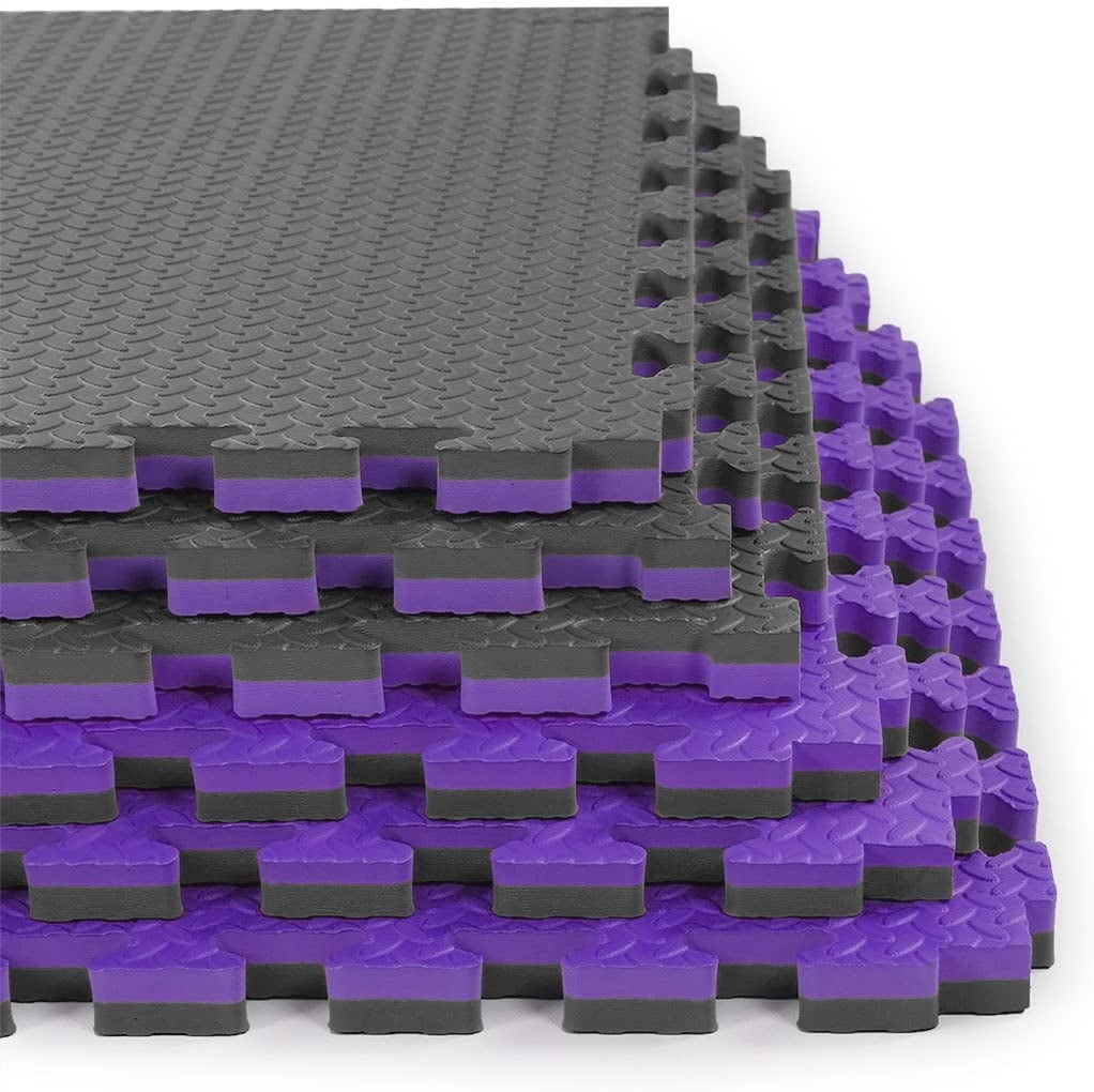 1'' Extra Thick Interlocking EVA Gym Foam Floor Mat Reversible Tiles