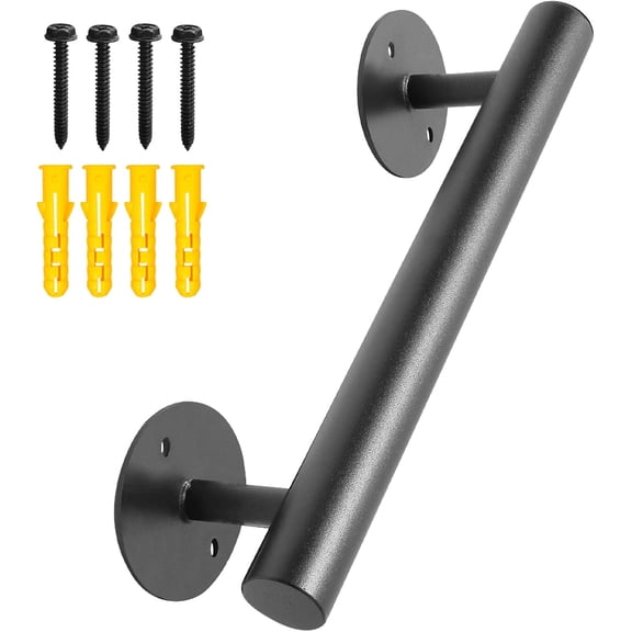 1 FT Black Matte Heavy Duty Stair Railing, Iron Short Staircase Handrail for Indoor Stairs - Outdoor Hand Railings Garage, Basement, Porch Steps, Safety Grab Bars Handicap, Seniors
