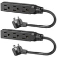 thumbnail image 1 of 1 FT Short Power Extension Cord, 3 Outlet, SJT 16 AWG Flexible Power Cord, Black - 2 Pack, 1 of 7