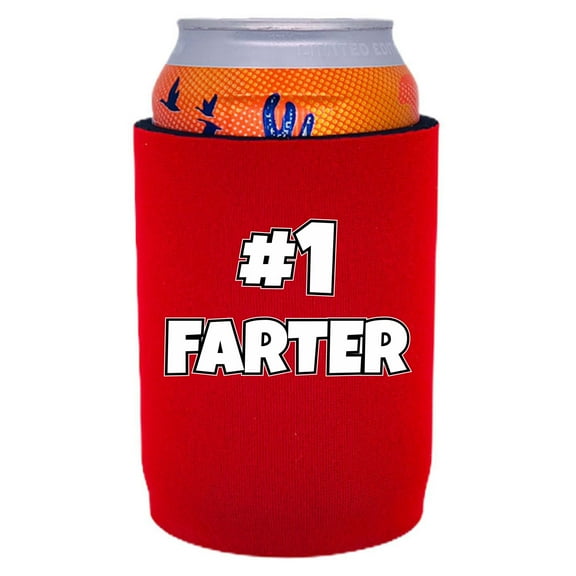 #1 Farter Neoprene Full Bottom Can Coolie (Red)