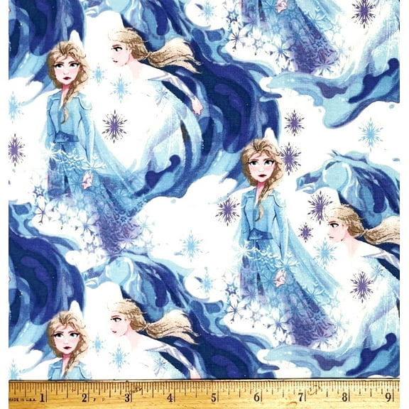 1 Fat Quarter - Disney Frozen Elsa & Anna "In Her Element" Cotton Fabric - 21" X 18"