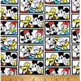thumbnail image 1 of 1 Fat Quarter - Disney Mickey Minnie & Friends Block White Cotton Fabric - 21" X 18", 1 of 2