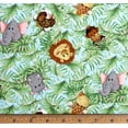 thumbnail image 1 of 1 Fat Quarter - Jungle Babies Baby Animals Nursery Cotton Fabric - 18" X 21", 1 of 2