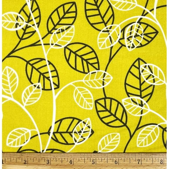 1 Fat Quarter - Leaf on Green Cotton Fabric - 21" X 18"