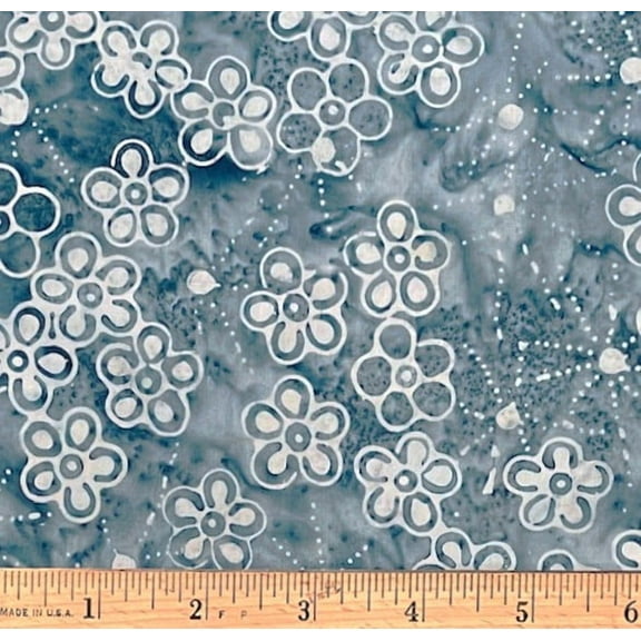 1 Fat Quarter - Light Blue Flowers on Light Blue Two-Tone Cotton Fabric - 21" X 18"