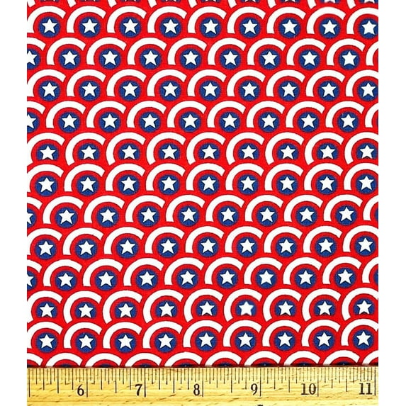 1 Fat Quarter - Marvel Captain America Shield Cotton Fabric - 18" X 21"