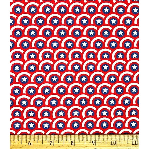 1 Fat Quarter - Marvel Captain America Shield Cotton Fabric - 18" X 21"