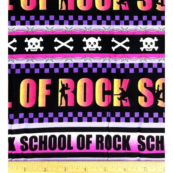1 Fat Quarter - School of Rock Striped Cotton Fabric - 21" X 18"