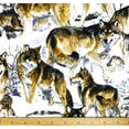 thumbnail image 1 of 1 Fat Quarter - Wild Wolves on Snowy Scene Cotton Fabric - 21" X 18", 1 of 2