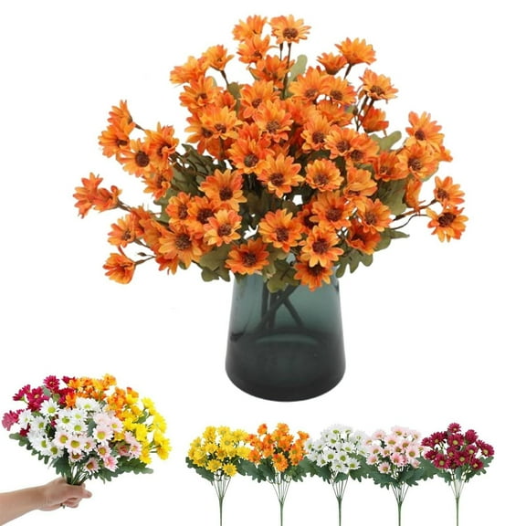 Under $1, Faux Mum Bouquet, Multi-Color, Artificial Outdoor Mums - Windproof Faux Flowers for Garden, Porch, Fall Home Decor, Artificial Chrysanthemum Flowers, by Elapind