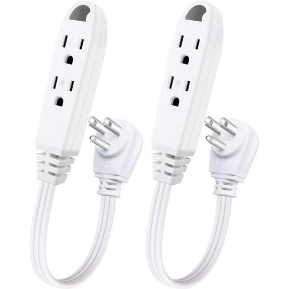 ANKO 1ft White 3 Outlets Extension Cord 2 Pack