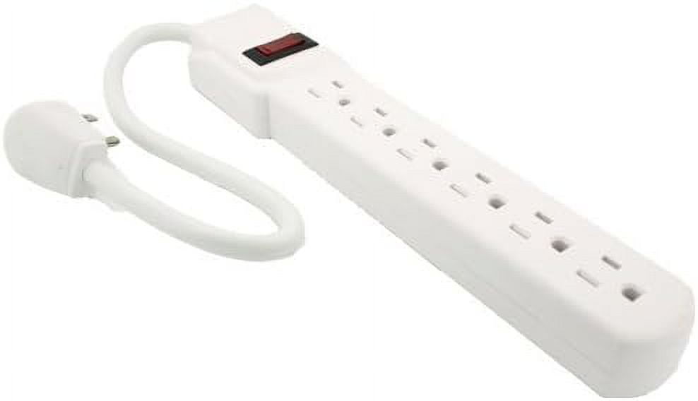 1 Feet 6 Outlets Builtin Safety Circuit Breaker Angle Plug AC Wall