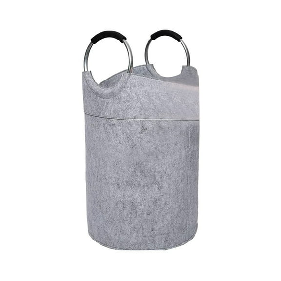 1*Felt Clothes Storage Bag Laundry Basket Laundry Hamper Laundry Baskets Dirty Clothes Hamper Laundry Basket With Foam Aluminum Handles for College Dorm Family (Grey） Home Textile Storage