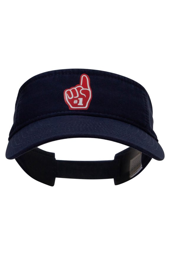 #1 Finger Heat Transfer Pro Style Cotton Twill Washed Visor - Navy OSFM