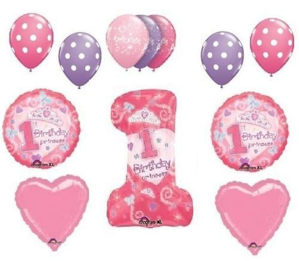 #1 First One 1st GIRL Princess Tiara Pink Hearts 12 Birthday Party ...