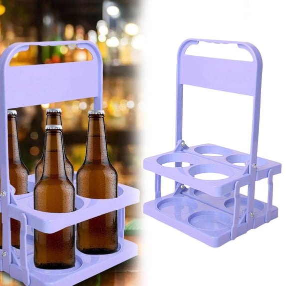 1 Foldable Rack Clearance! Portable Plastic Drink Reusable Bottle Coffee Cup Holder Beverage Cup Drink Caddy for 4 Holes Cup Holders with Handle for Catering Restaurant Travel Car