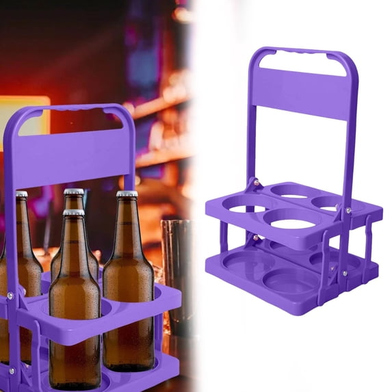 1 Foldable Rack Clearance! Portable Plastic Drink Reusable Bottle Coffee Cup Holder Beverage Cup Drink Caddy for 4 Holes Cup Holders with Handle for Catering Restaurant Travel Car