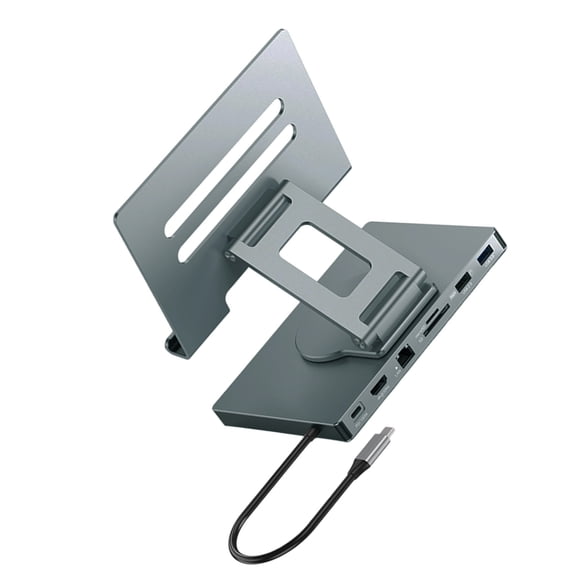 1. Foldable Rotating USB C Dock Stand PD100W Charging Aluminum Alloy Cooling Gigabit Ethernet 3.5mm Slip-Proof Base