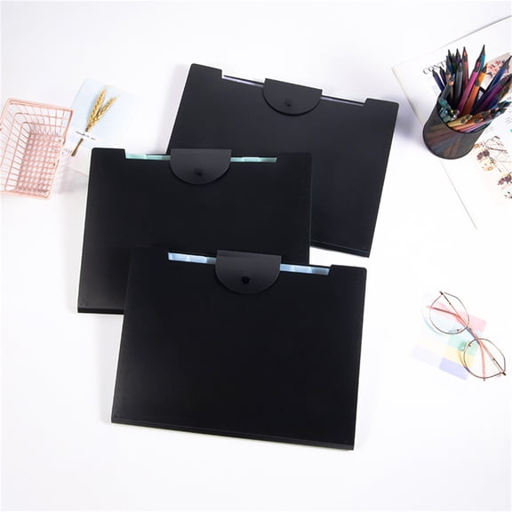 1 Folder Accordion File Organizer Expanding File Folder with 12 Pockets Portable Receipt Paper Bill Document Organizer Letter/ Size Filing Folder School Black