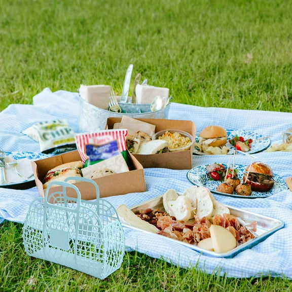 1 Folding Basket,Personalized Jelly Bags Bridesmaid Gift Bags Baby Shower Gifts Plastic Straws Clutches Girls Bachelorette Party Gift Bags Bridal Party Baskets