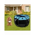 thumbnail image 1 of 1 Folding Octagonal Pet Enclosure Tent - Scratch-Resistant Oxford Cloth, Open Top, Spacious Portable Cage for Cats, Dogs, Puppies & Small Animals, Easy Storage, Travel-Style,Blue,XL, 1 of 5