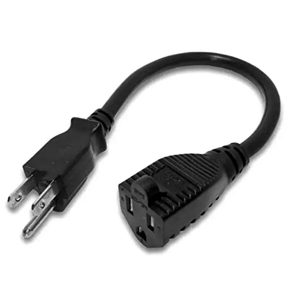 1 Foot Black Durable Heavy Duty Single Outlet Indoor Outdoor Extension Cord