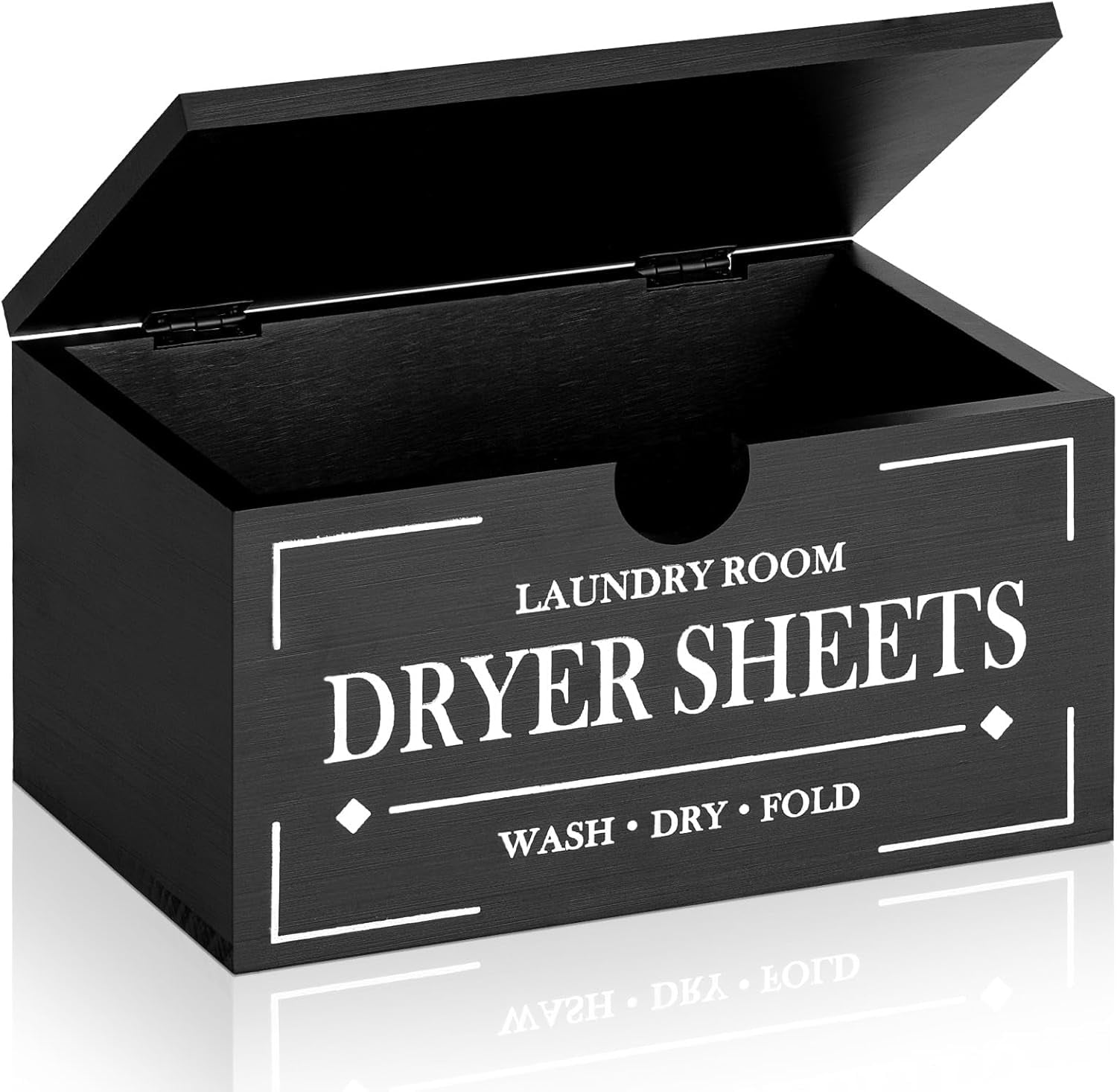 Dryer Sheet Holder-Black Dryer Sheet Container with Lid,Wooden Laundry Room Organization and Storage,Rustic Farmhouse Dryer Sheet Dispenser for Laundry Room Decor,Fabric Softener Containers
