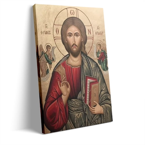 Topbout Art Jesus Christ Icon Byzantine Classic Canvas Wall Art Gallery Wrapped for Living Room