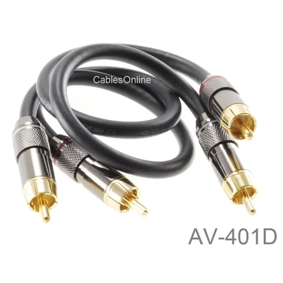 1-Ft High Quality Dual Rca Male To Male Coax Audio Cable, Cablesonline Av-401D