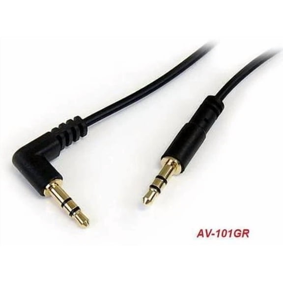 1 Ft Slim 3.5Mm To Right Angle Stereo Audio Cable - M/M Gold Plated, Av-101Gr