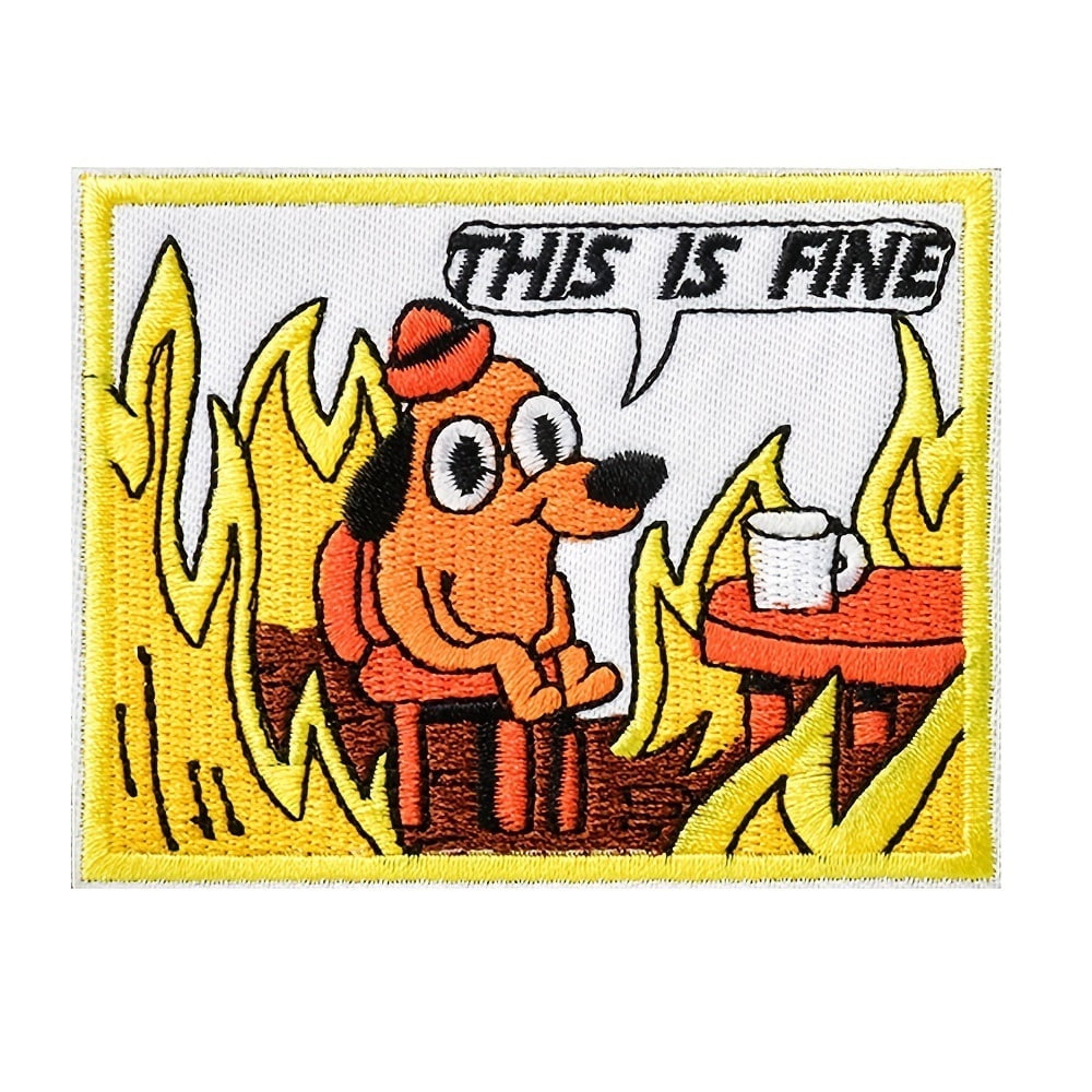 1 Fun Dog Badge Set - "It's OK" embroidered patches for backpacks, jackets, jeans and more