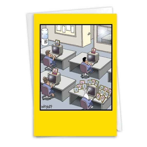 1 Funny Anniversary Card with Envelope - Rabbit Worker C3349ANG-WA