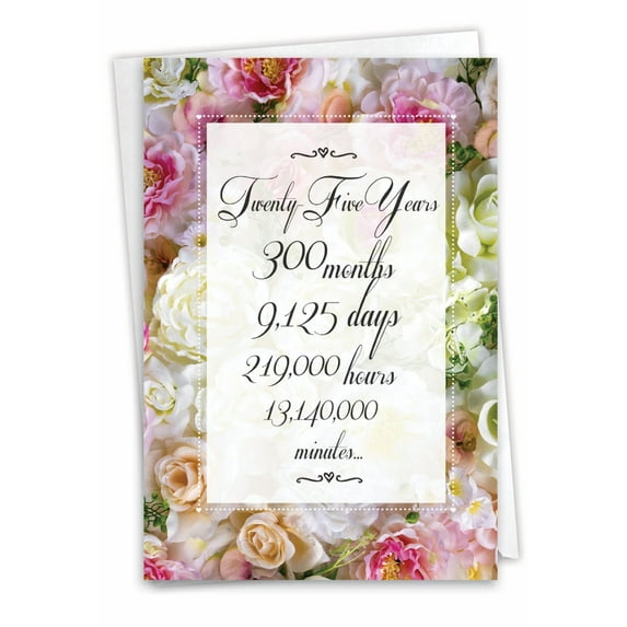 1 Funny Anniversary Card with Envelope - Time Count Milestones 25 C9437MAG