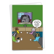 1 Funny Birthday Card with Envelope - Cat Video Conference C9316BDG